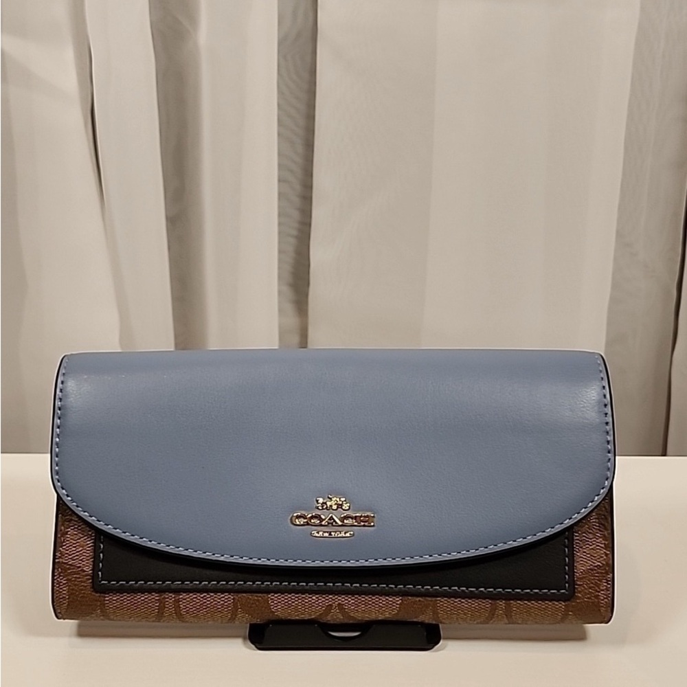 Coach Envelope Wallet In Colorblock #F56494 with Signature Monogram
